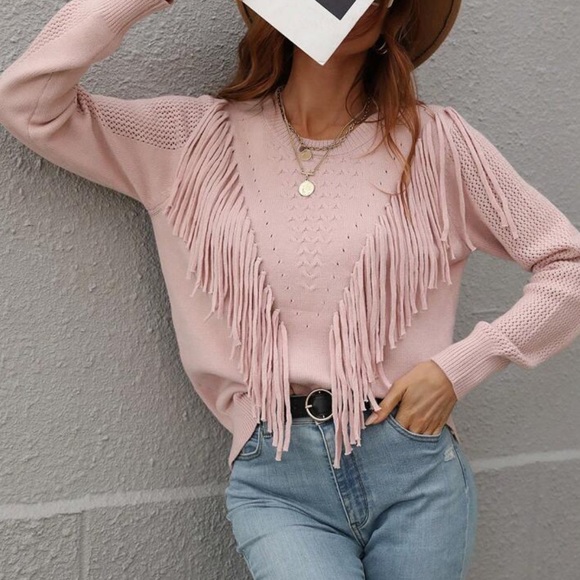 Cozy fringe detail sweater top - Picture 9 of 16